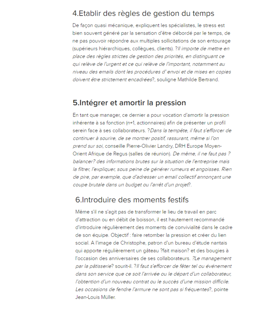 Savoir gérer la pression, propos de Mathilde Faidherbe recueillis sur l'expansion.com