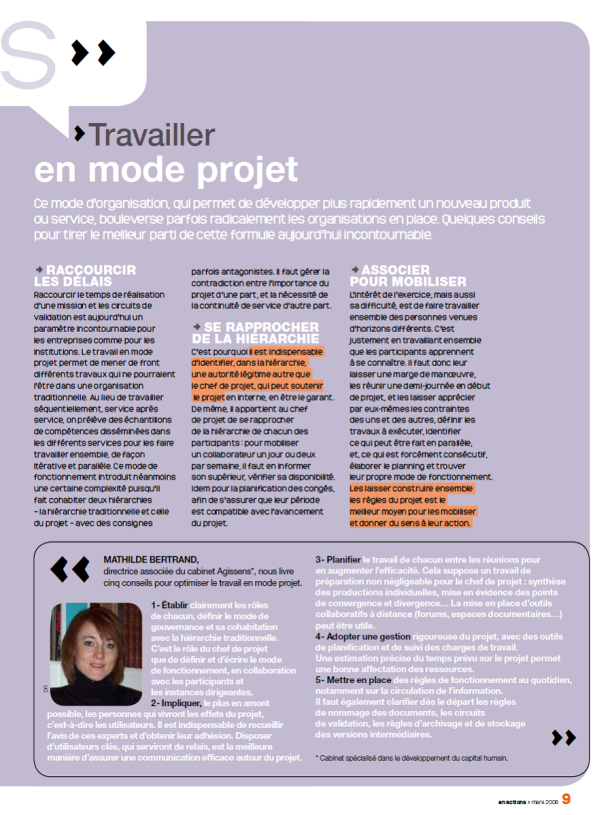 Travailler en mode projet. Interview de Mathilde Faidherbe