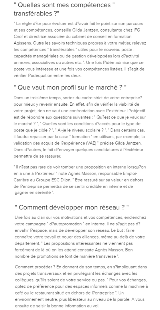 Savoir se vendre en interne, Gilda Jantzen répond à l'Expansion p2