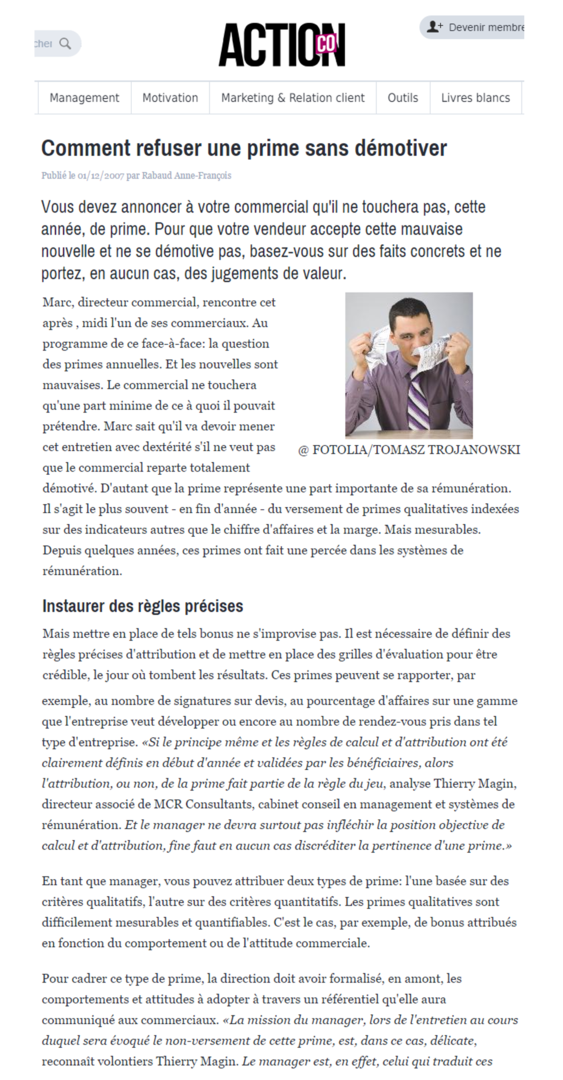 Refuser une prime sans démotiver, Gilda Jantzen pour Action Co, p1